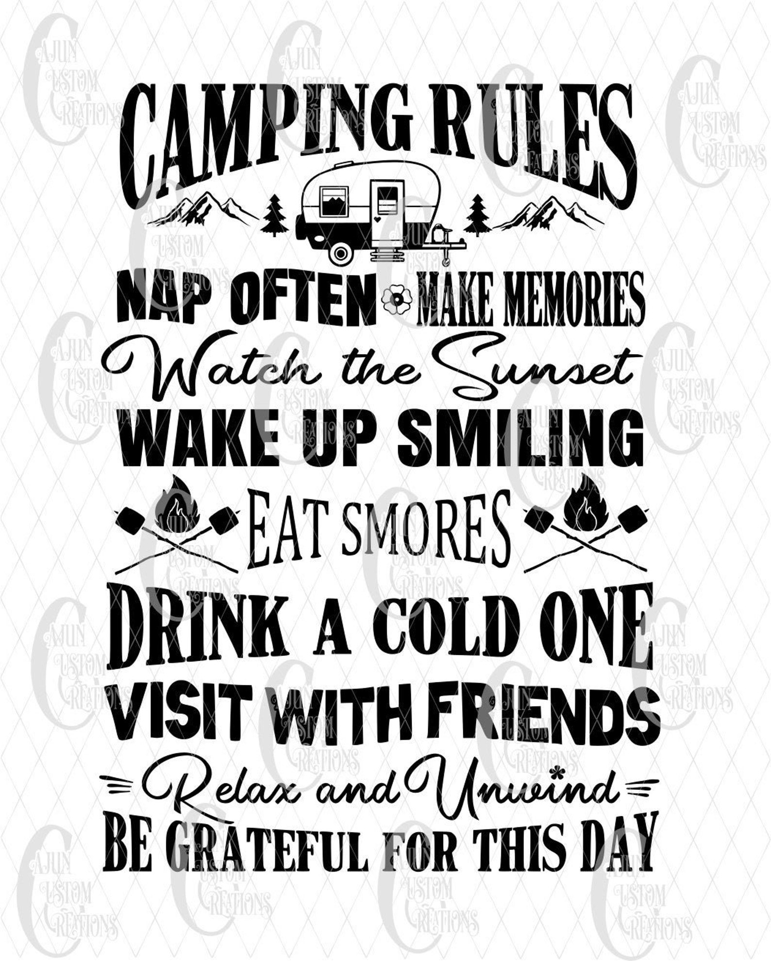 Camping Rules SVG file digital download Etsy