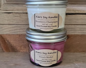 4oz Soy Candles~Set of (2) Mason jars~FREE US SHIPPING, Great for Gifts, Valentine, Birthdays, Bridesmaids, Housewarming, Friends,Newlyweds