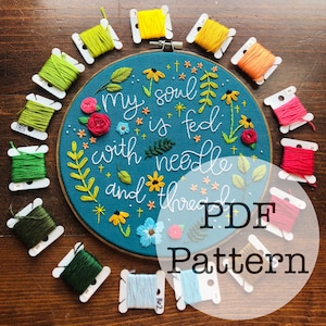 PDF-borduurpatroon: Mijn ziel wordt gevoed met naald en draad (oude versie)