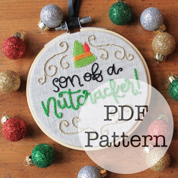 PDF Embroidery Pattern: Son of a Nutcracker, Elf Ornament