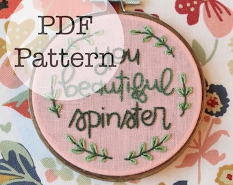 PDF Embroidery Pattern: You Beautiful Spinster, Leslie Knope