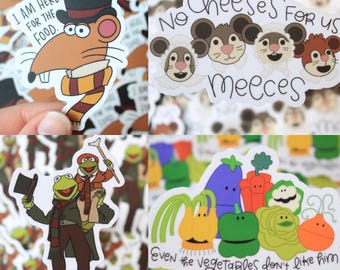 Muppet Christmas Carol Vinyl Stickers, Rizzo, Meeces, Kermit
