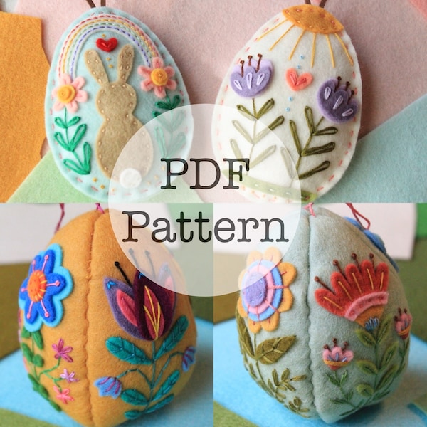 PDF Embroidery Pattern: Felt Easter Eggs