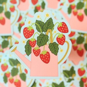 Strawberry Plant Vinyl Sticker