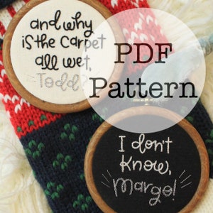 PDF Embroidery Pattern: Todd and Margo, Christmas Vacation, Ornament