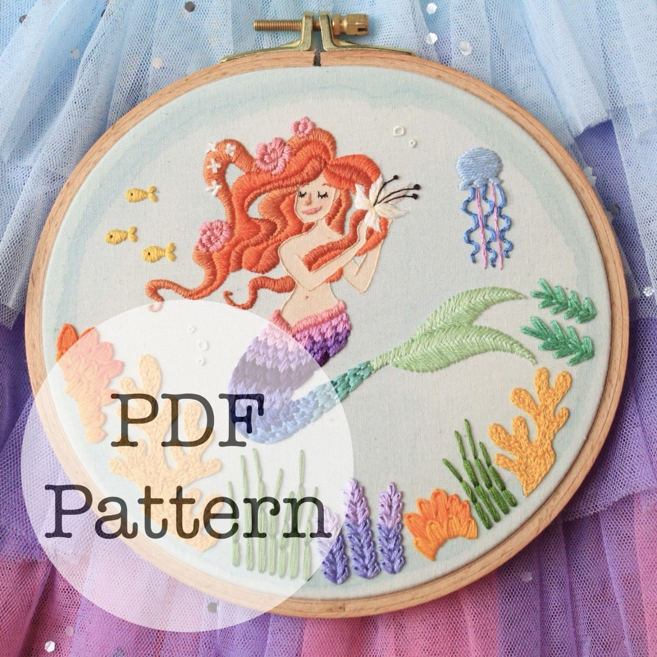 PDF Embroidery Pattern: Rainbow Mermaid - Etsy