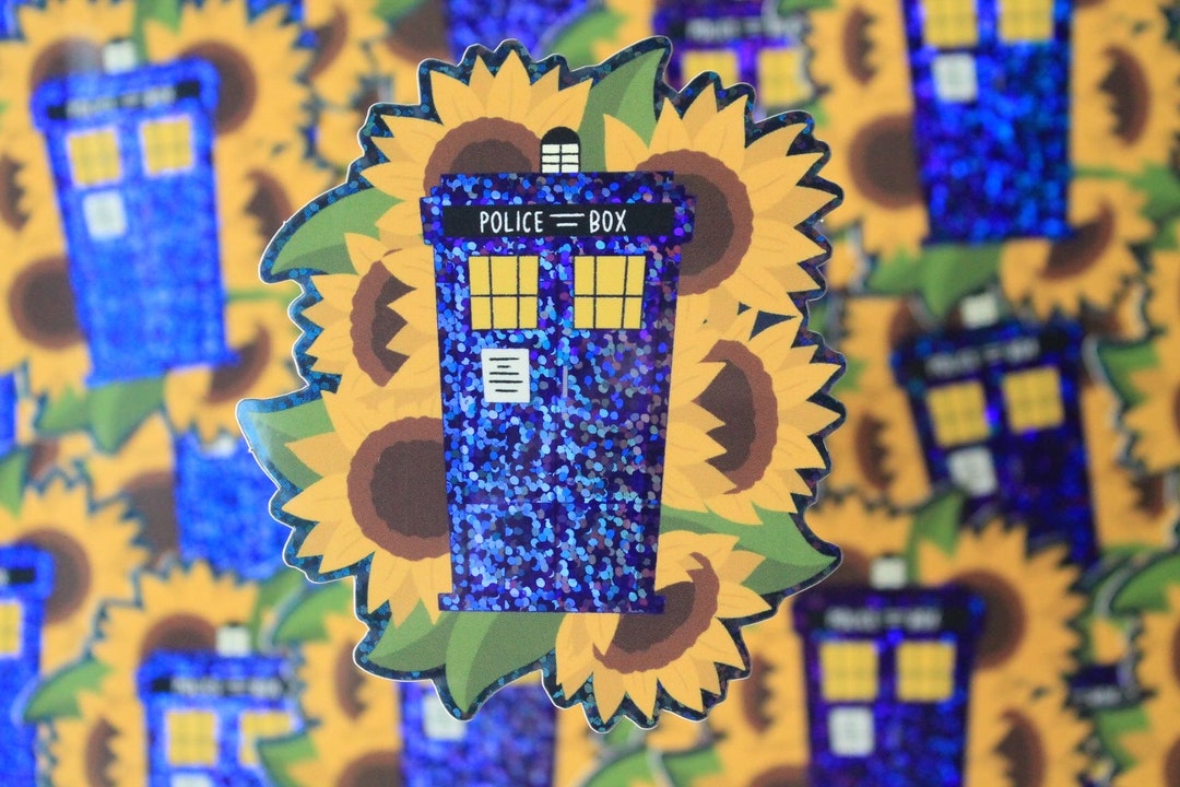 TARDIS Sunflower Dr Who Glitter Vinyl Sticker - Etsy