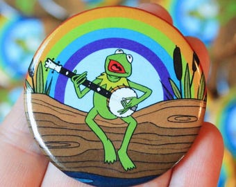 Kermit Rainbow Connection Pinback Button