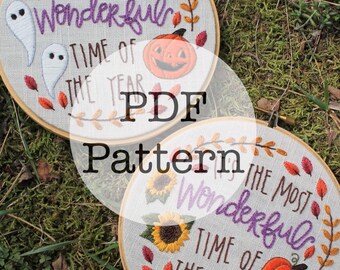 PDF Embroidery Pattern: Most Wonderful Time Fall Halloween