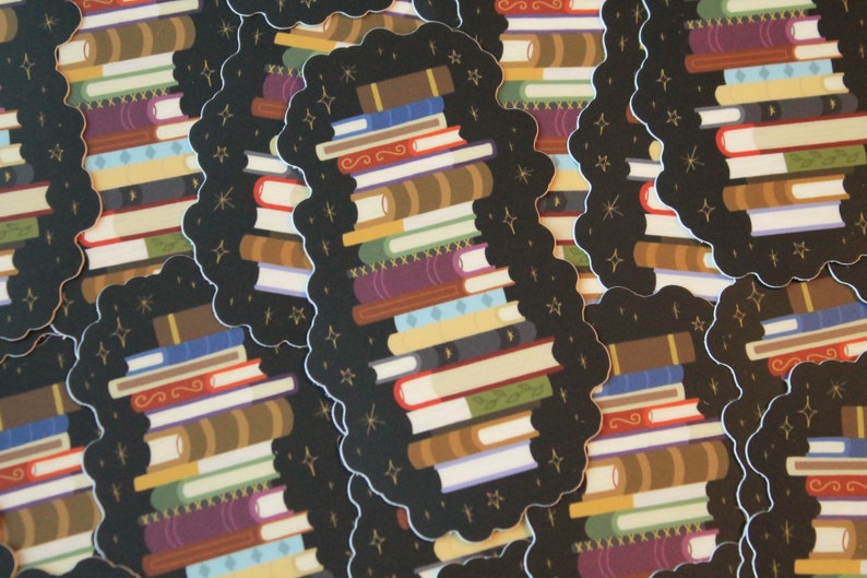 Book Stack Vinyl Sticker - Etsy