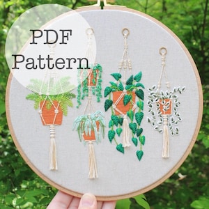 PDF Embroidery Pattern: Hanging Plants