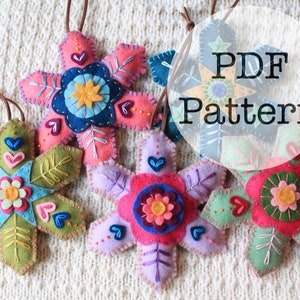 PDF Embroidery Pattern: Felt Snowflakes, NO instructions included!!