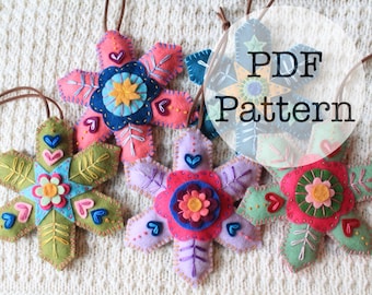 PDF Embroidery Pattern: Felt Snowflakes, NO instructions included!!