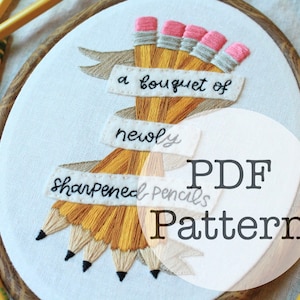 PDF Embroidery Pattern: Bouquet of Pencils, You've Got Mail