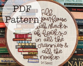 PDF Embroidery Pattern: Book Stacks