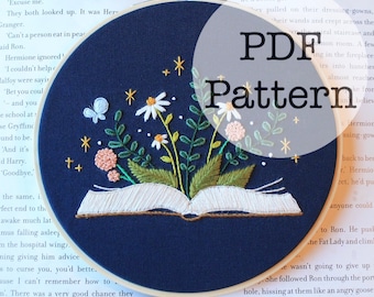 PDF Embroidery Pattern: Books are Magic