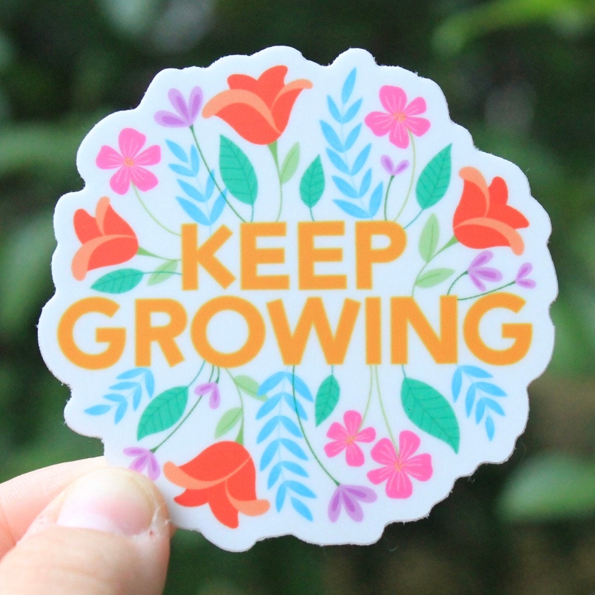 Keep Growing Floral Vinyl Sticker - Etsy