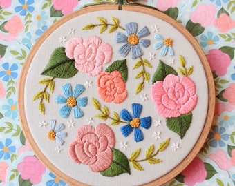 Flower Waltz Hand-Embroidered Hoop