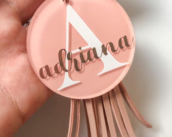 Personalized Acrylic Initial Keychain: Hand-Painted Name Keyring