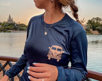 Retro Van It&#39;s Not About The Destination, It&#39;s About The Journey 50+ SPF Long Sleeve, UPF Beach and Pool Long Sleeve, Youth and Adult Sizes