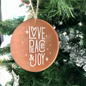 Love Peace Joy All Painted Ornament, Secret Santa, Custom Christmas Ornaments, Family Christmas Gift