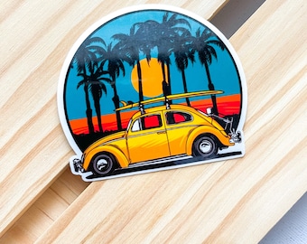 Sunset Tropical Car Background Die Cut Sticker