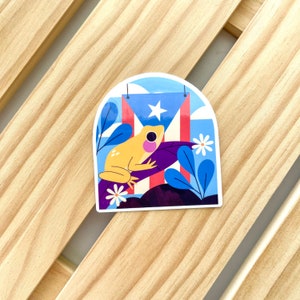 Coqui with Puerto Rico Flag Die-Cut Sticker | Latin Sticker