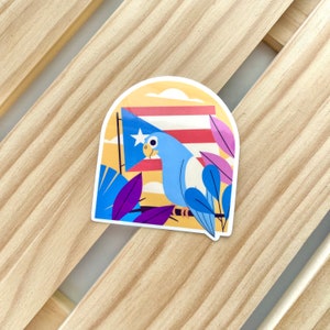 Cotorra with Puerto Rico Flag Die-Cut Sticker | Latin Sticker