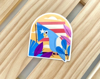 Cotorra with Puerto Rico Flag Die-Cut Sticker | Latin Sticker