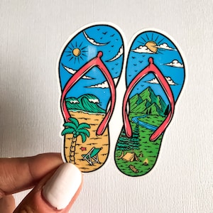 Beach & Mountain Flip Flop Sticker | Laptop Sticker | Bullet Journal Sticker