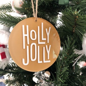 HOLLY JOLLY All Painted Ornament, Secret Santa, Custom Christmas Ornaments, Family Christmas Gift
