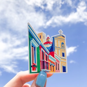 PRÊT À L'EXPÉDITION | vieux bâtiments de San Juan Puerto Rico sticker découpé | Sticker latin