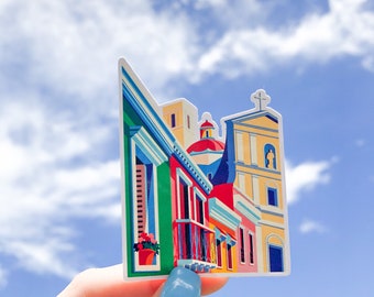 READY TO SHIP | Old San Juan Puerto Rico Buildings Die-Cut Sticker | Latin Sticker