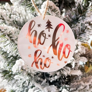 Ho Ho Ho Hand Painted Christmas Tree Ornament, Custom Christmas Ornaments