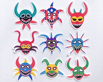 Cabezudos Fiestas de la Calle San Sebastián Puerto Rico WeatherProof Sticker | Latin Boricua Culture Sticker