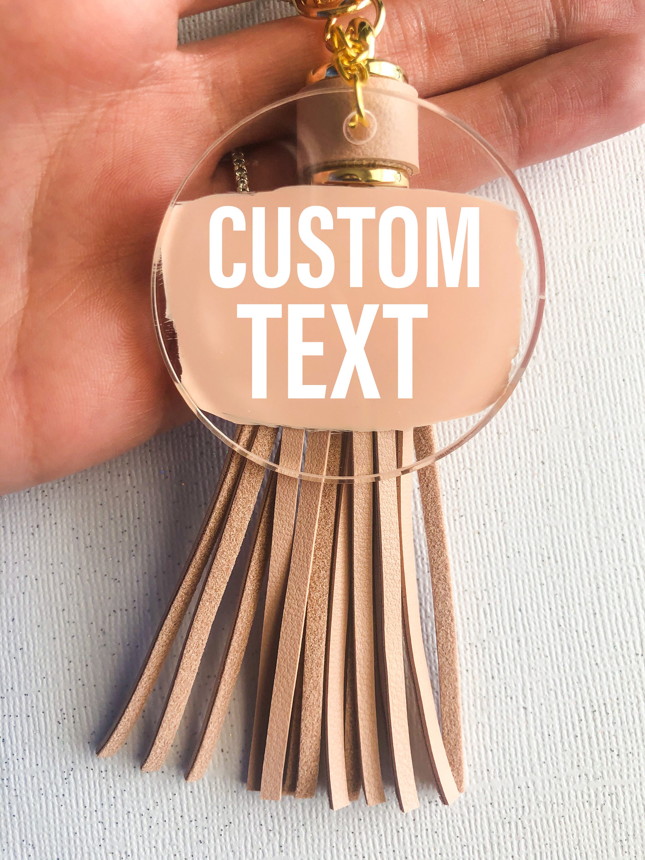 Custom Text Key Chain Personalized Acrylic Keychain: Custom Text, Hand-painted Back - Etsy