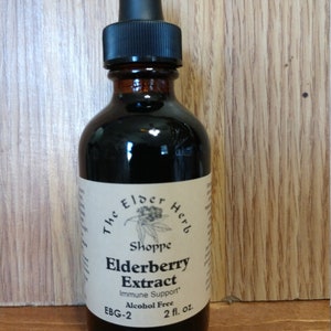 Elderberry Extract 2 oz. Dropper Bottle- ALCOHOL FREE - The Elder Herb Shoppe.