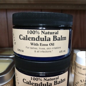 Calendula Balm with Emu Oil - 4 oz tub All Natural - The Elder Herb Shoppe