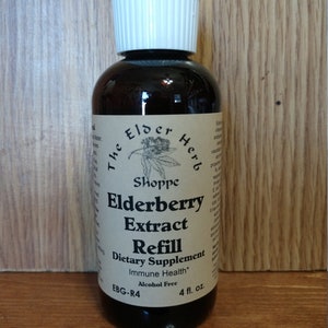 Elderberry Extract 4 oz. Refill Bottle- ALCOHOL FREE - The Elder Herb Shoppe.