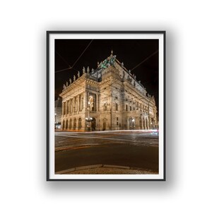 National Theatre at night in Prague Castle. Urban Wall Art, Decor, Prague, Czech, Travel, European, Poster