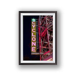 Coney Island Cyclone roller coaster in Brooklyn, NY . Urban Wall Art, Decor, New York, Coney Island, Travel, American, Poster, Art