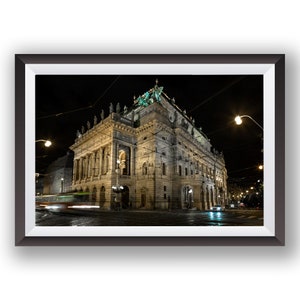 National Theatre, Prague at night. Urban Wall Art, Decor, Prague, Czech, Travel, European, Poster, Gothic, Timeless
