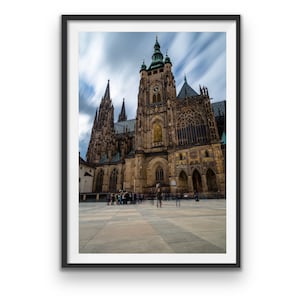 St. Vitus Cathedral in Prague Castle with striking clouds. Urban Wall Art, Decor, Prague, Czech, Travel, European, Poster, Gothic, Timeless