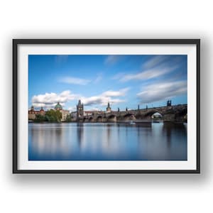 Charles Bridge in Prague Castle with striking clouds. Urban Wall Art, Decor, Prague, Czech, Travel, European, Poster, Gothic, Timeless