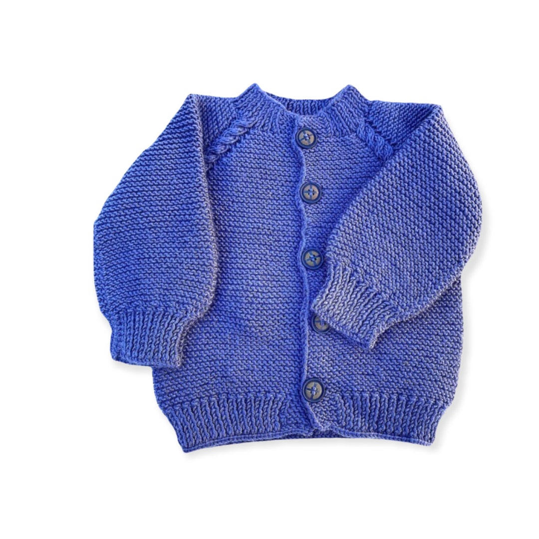 Handknit Baby Blue Cardigan 12 1/2 In. H X 11 1/2 In. W Etsy