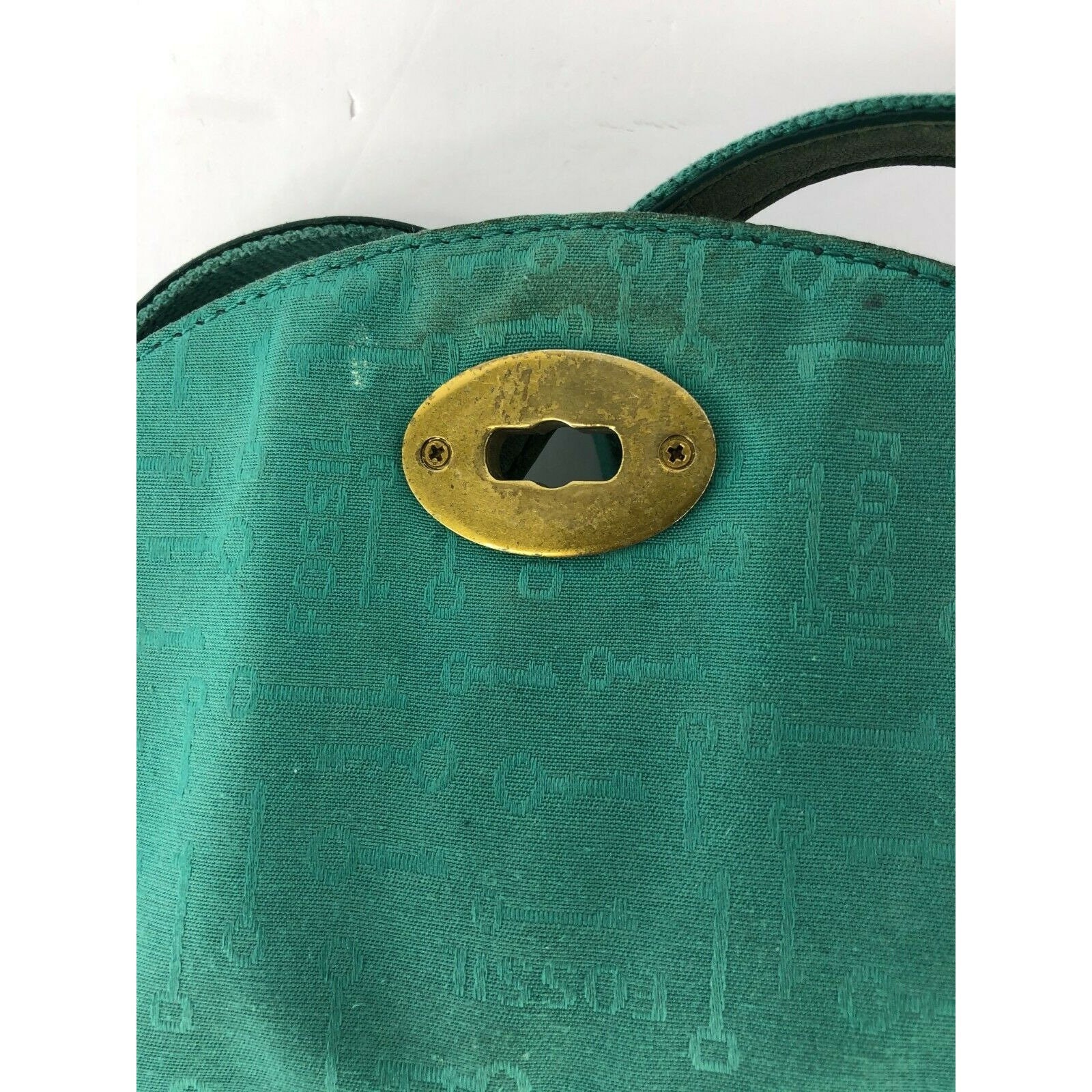 Vintage Fossil Leather Purse Green Crossbody Turnlock Etsy