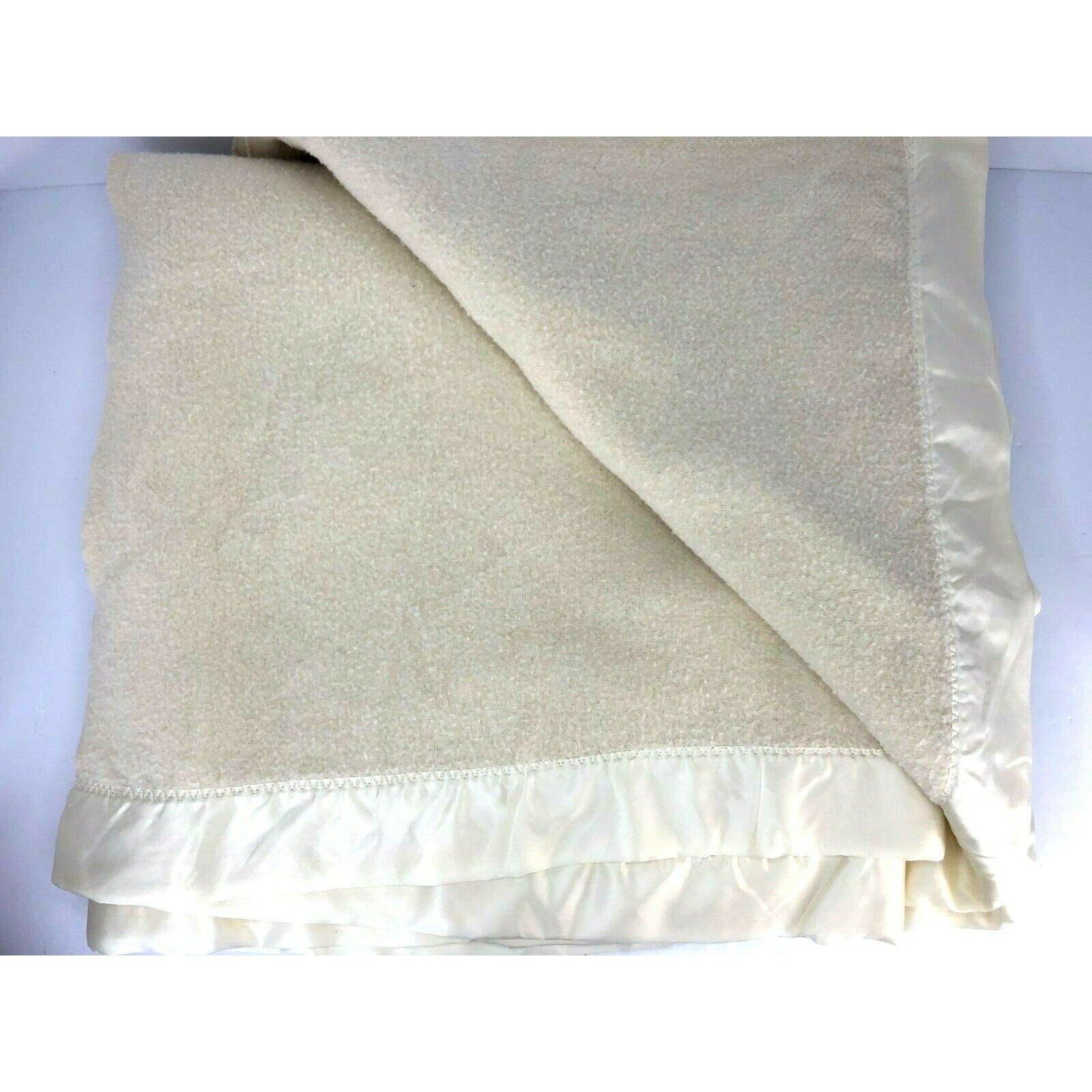 Vintage Biddeford Mills Satin Trim Thermal Blanket Ivory Etsy