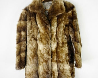 Vintage Hurtiq Mink Fur Coat Womens Size Medium Brown Canada Made Overcoat