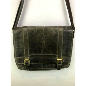 Vintage Danier Leather Lap Top Bag Briefcase Messenger Brown