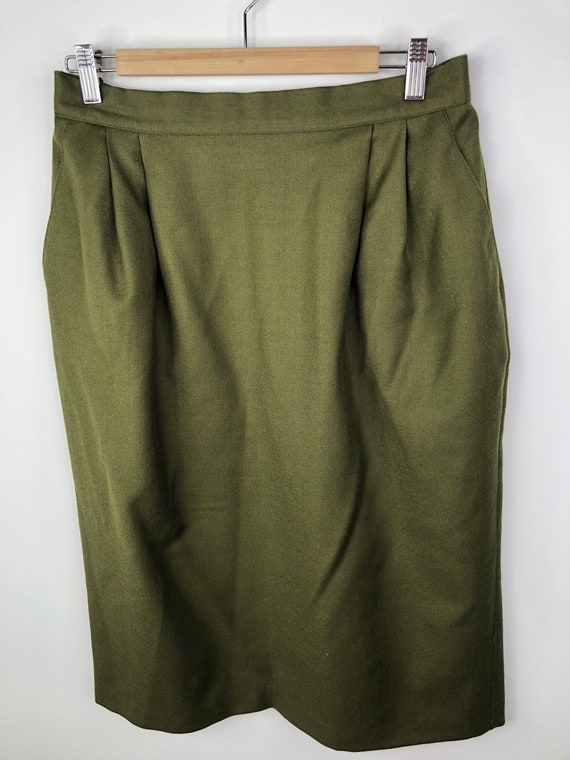 Vintage Sage Wool Skirt Womens Size 8 Green Straig